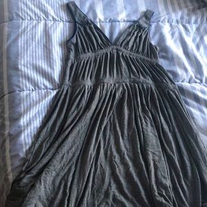 Marc Jacobs gray pleated jersey dress with blue lined straps